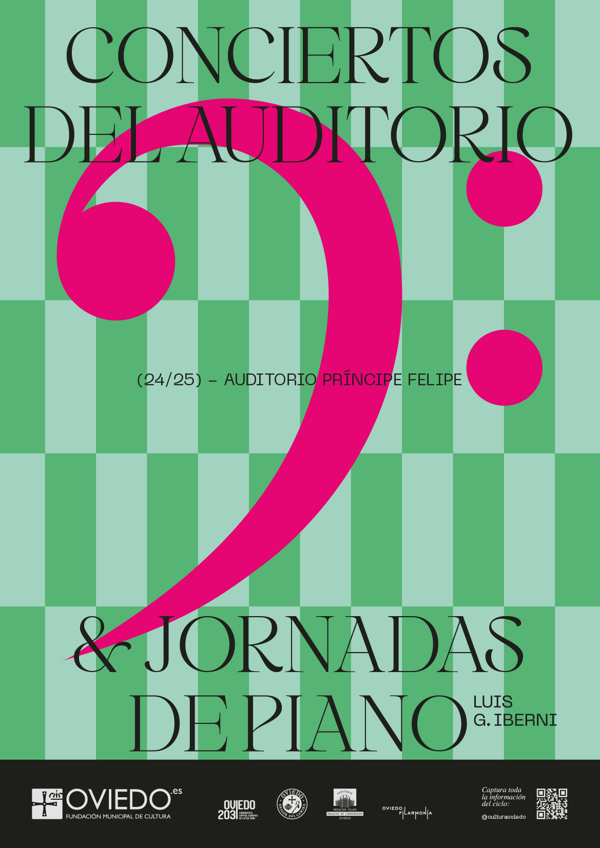 Cartel i Conciertos del Auditorio y Jornadas de Piano Luis G. I berni. Temporada 2023-24